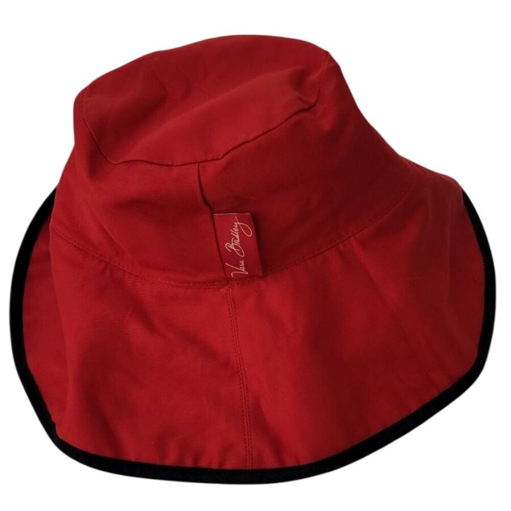 Vera Bradley Reversible Bucket Hat Red & Blue Paisley Floral Print Wide Brim - Picture 6 of 9